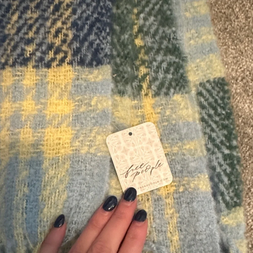 Cozy Plaid Scarf in Blue, Yellow, and Green